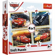 PUZZLE 4V1 TREFL CARS 3 NA ŠTART, PRIPRAVENÝ, ŠTART!