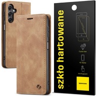 Flipové puzdro Spacecase pre Samsung Galaxy A55 5G Wallet hnedé + Tvrdené sklo Spacecase pre Samsung Galaxy A35 5G / A55 5G 1 ks