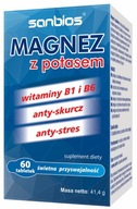 Sanbios Magnez z potasem Cytrynian Magnezu witaminy B1 B6 60 tabletek