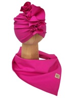 Zestaw Czapka Turban + Chusta Fuksja 48-51cm