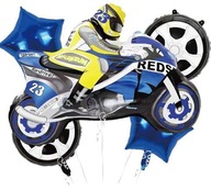 Balony Zestaw Motocykl Ścigacz Niebieski 5 sztuk