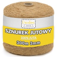 Sznurek jutowy ozdobny naturalny do pakowania ogrodu rzemiosła 3mm 300m