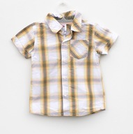 Koszula w kratę CHŁOPIĘCA Biała Krótki rękaw Baby Club roz. 80-86 cm A1523