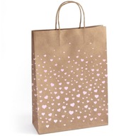 TOREBKA PREZENTOWA OZDOBNA KRAFT RÓŻOWE SERCA 33X10X24 CM 5 SZTUK ARGO