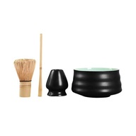 4x japonská tradičná keramická bambusová metla a držiak na metličku čierny