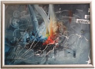 Obraz abstrakcja olej na płótnie w ramie 75x55 Łukasz Berko "W Zamglonym M.