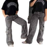 Grafitowe spodnie jeans z kieszeniami KIZ by kids 146