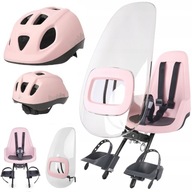 FOTELIK NA ROWER GO MINI + OSŁONA PINK + KASK XS