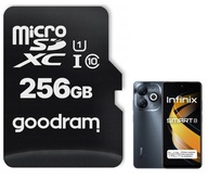 Smartfón Infinix SMART 8 3 GB / 64 GB 4G (LTE) čierny + Pamäťová karta SD Goodram M1AA-2560R12 256 GB