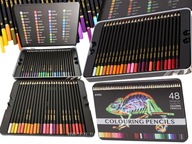 Śliczne Kolorowe Kredki Ołówkowe Profesjonalne w Puszce 48 sztuk Cameleony