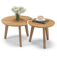 Drevený kávový stôl Dvojitý okrúhly drevený