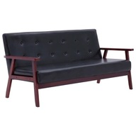 Sofa retro 3-osobowa, czarna, 158x67x73,5 cm
