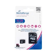 Karta Pamięci microSD SDHC MediaRange MR958 16 GB Adapter SD