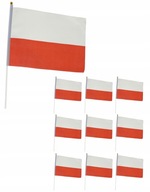 FLAGA POLSKA MATERIAŁOWA CHORĄGIEWKA POLSKI NARODOWA 21x14CM ZESTAW 10SZT