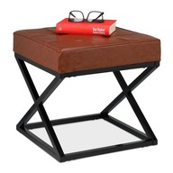 Čalúnená taburetka puf sedák stolička moderná 41 cm Relaxdays hnedá