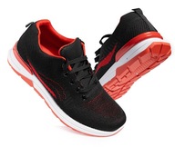 Športové sieťované topánky ľahké čierne červené priedušné pohodlné 37