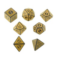 7Pcs Antique Acrylic Polyhedral Dice DND Yellow