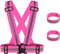 KAMIZELKA ODBLASKOWA REGULOWANA Z PASKAMI ZESTAW DLA DZIECI I DOROSŁYCH 360