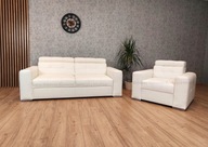 Nowoczesny wypoczynek ze skóry 3+1 zestaw sofa kanapa fotel skóra naturalna