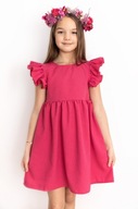 Malinowa sukienka dla dziewczynki z falbanką Lily Grey LITTLE WINGS r. 152