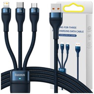 BASEUS KABEL PRZEWÓD USB-USB C / LIGHTNING / MICRO USB 100W 1,2M NIEBIESKI