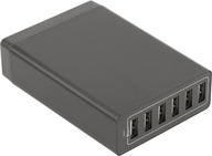 Ładowarka USB 50W, 6xUSB 2,5mA, 5V, 10x7x2,5cm, przewód o długości 1,6m GTV