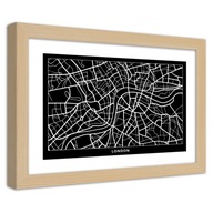 Obraz v ráme, Plán mesta Londýn - 90x60