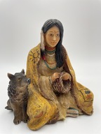 Figurka - Statuetka "Indianin z wilkiem" 15cm