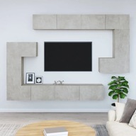 Závesná TV skrinka šedá betón materiál na báze dreva