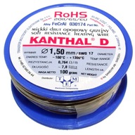 Odporový drôt KANTHAL D ⌀ 1,50mm Hmotnosť: 100g