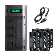 4 szt. Bateria 8000 mAh 1,2 VD R20 + inteligentna ładowarka LCD