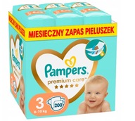 Pieluszki dla dzieci 6-10 kg Pampers Premium Care Rozmiar 3 200 szt.