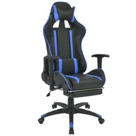 Regulowane krzesło biurowe z podnóżkiem, niebieski
