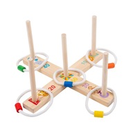 1 Set Wood Ferrule Game Puzzle Toy Montessori Ring Toss Durable for Outdoor