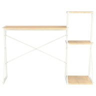 Písací stôl s policou, bielo-dubový, 116x50x93 cm
