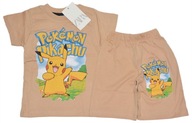 Komplet 134-140 9-10 Pokemon Pikachu bluzka krótkie spodenki 2 cz bawełna