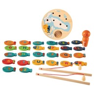 Drevené rybárske hračky Montesori 26-pack hry Hra na triedenie farieb