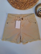 Krátke džínsové šortky 134 - 140 bavlnené béžové jednofarebné