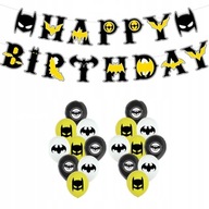 Zestaw urodzinowy BATMAN / girlanda / baner / balony / Happy Birthday