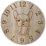 Zegar Ścienny z grawerem Bulldog Piesek Prezent 35 cm