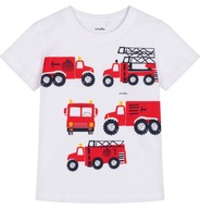 T-shirt chłopięcy Koszulka dziecięca Bawełna 110 biały straż pożarna Endo
