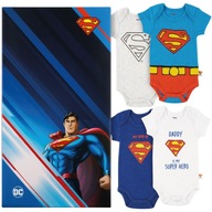 4x BODY DLA CHŁOPCA SUPERMAN 100 % BAWEŁNA PREZENT NA CHRZEST ROZ. 86-92