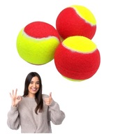 Piłki do Tenisa Ziemnego - 3 Sztuki Solidne Kolor Żółto-Czerwony