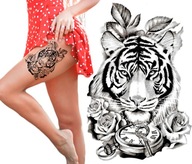 Tatuaż zmywalny tymczasowy tygrys klucz zegar