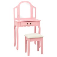 Toaletný stolík so stoličkou ružový 65x36x128cm drevo paulowni MDF