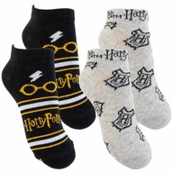 2 párov členkové ponožky bavlnené Harry Potter - čierna/sivá 27-30