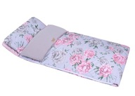 Śpiworek do spania przedszkola 140 cm różowy szary kwiaty dla dziewczynki