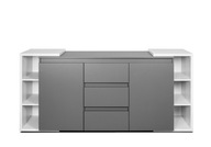 Duża komoda z szufladami i półkami szara NOMI 801