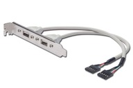Kabel na śledziu USB 2.0 HighSpeed Typ 2xIDC (5pin)/2xUSB A M/Ż 0,25m Szary