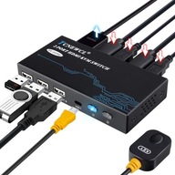 KVM HDMI Przełącznik Switch 2xHDMI IN 2xUSB IN 1xHDMI OUT 3xUSB OUT + Pilot